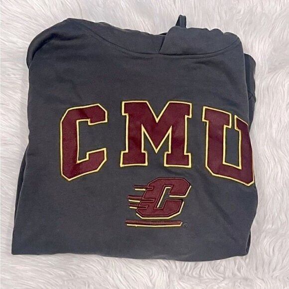 COLOSSEUM Men's Charcoal Cent. Michigan Chippewas Logo Pullover Hoodie L New - Picture 5 of 6